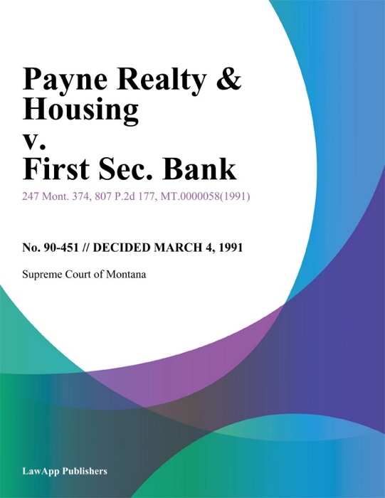 Payne Realty & Housing v. First Sec. Bank