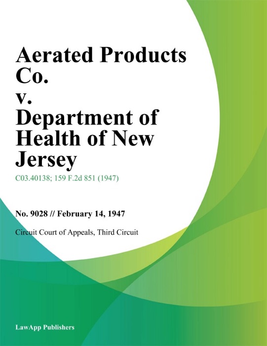 Aerated Products Co. v. Department of Health of New Jersey