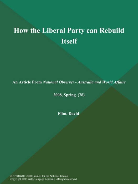 How the Liberal Party can Rebuild Itself