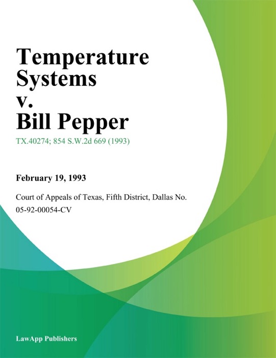 Temperature Systems v. Bill Pepper