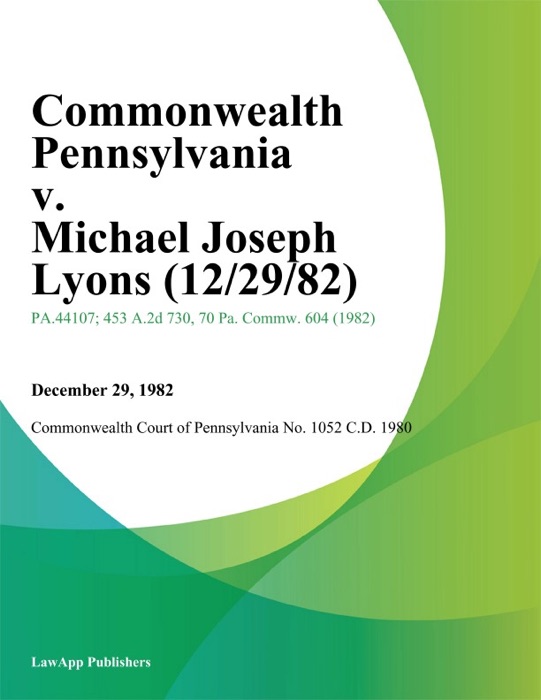 Commonwealth Pennsylvania v. Michael Joseph Lyons