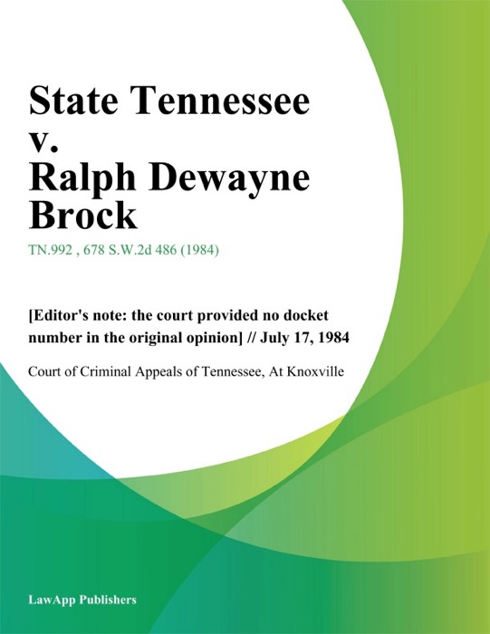 State Tennessee v. Ralph Dewayne Brock