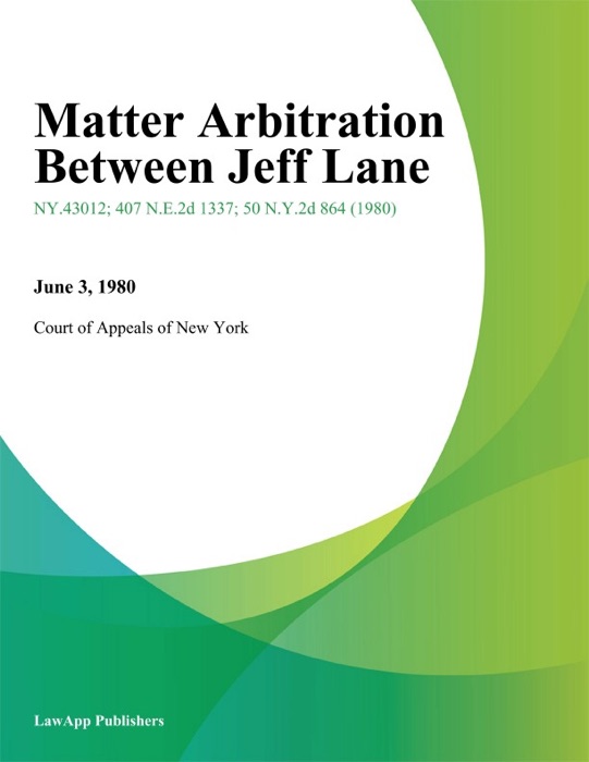 Matter Arbitration Between Jeff Lane