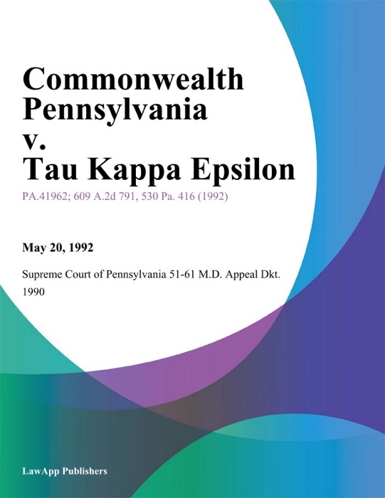 Commonwealth Pennsylvania v. Tau Kappa Epsilon