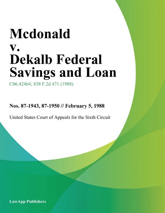 Mcdonald v. Dekalb Federal Savings and Loan