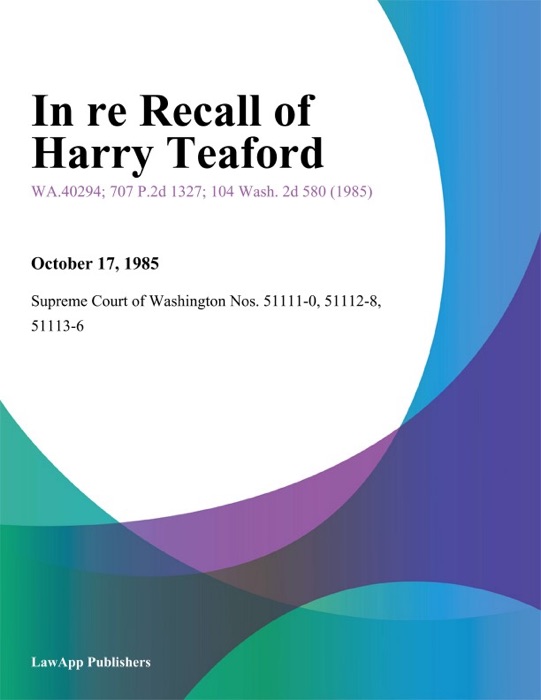 In Re Recall Of Harry Teaford