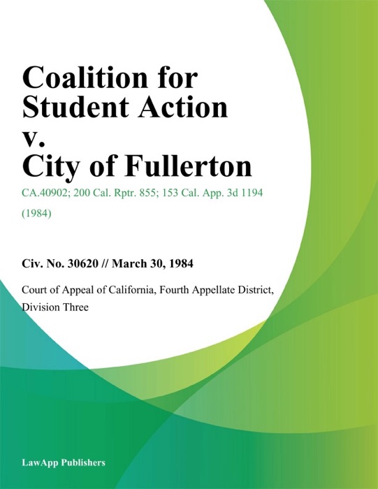 Coalition for Student Action v. City of Fullerton