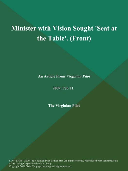 Minister with Vision Sought 'Seat at the Table' (Front)