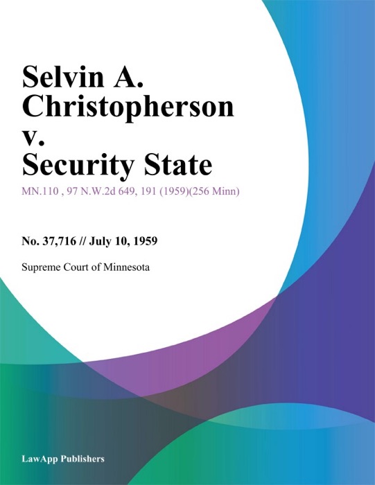Selvin A. Christopherson v. Security State