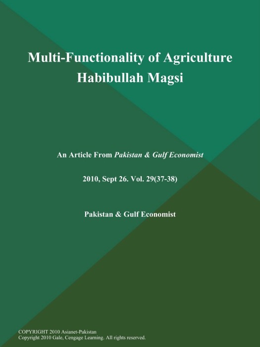 MULTI-FUNCTIONALITY OF AGRICULTURE HABIBULLAH MAGSI