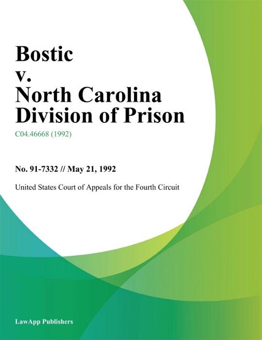 Bostic v. North Carolina Division of Prison