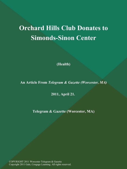 Orchard Hills Club Donates to Simonds-Sinon Center (Health)