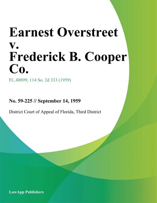 Earnest Overstreet v. Frederick B. Cooper Co.