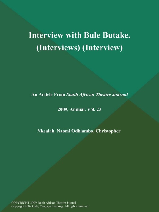 Interview with Bule Butake (Interviews) (Interview)