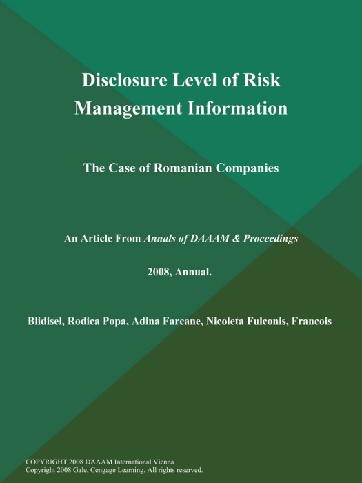 Disclosure Level of Risk Management Information: The Case of Romanian Companies