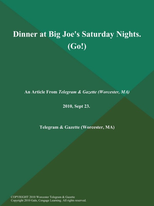 Dinner at Big Joe's Saturday Nights (Go!)