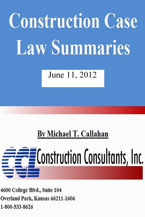 Construction Case Law Summaries: June 11, 2012