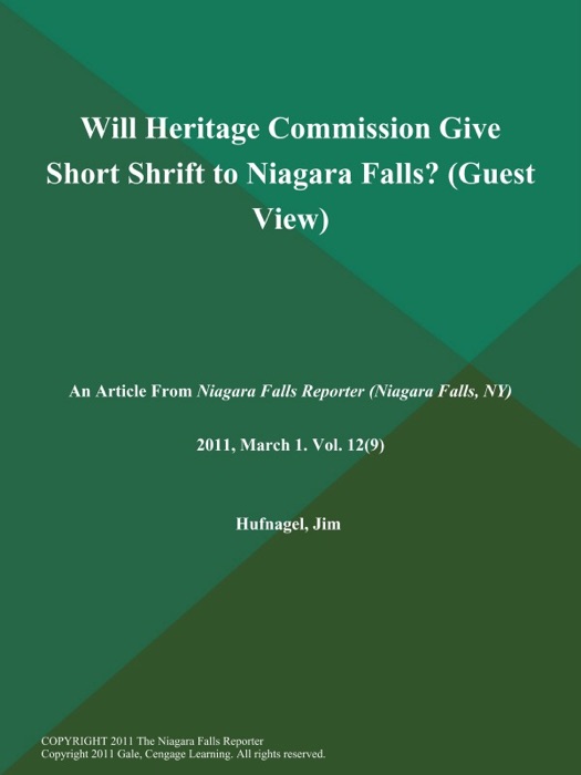 Will Heritage Commission Give Short Shrift to Niagara Falls? (Guest View)