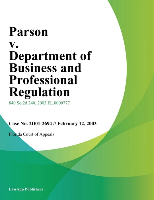 Parson v. Department of Business and Professional Regulation
