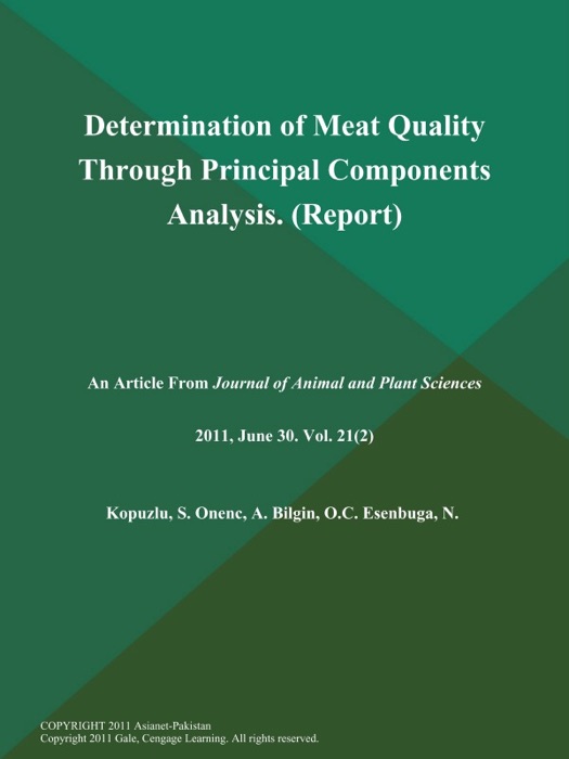 Determination of Meat Quality Through Principal Components Analysis (Report)