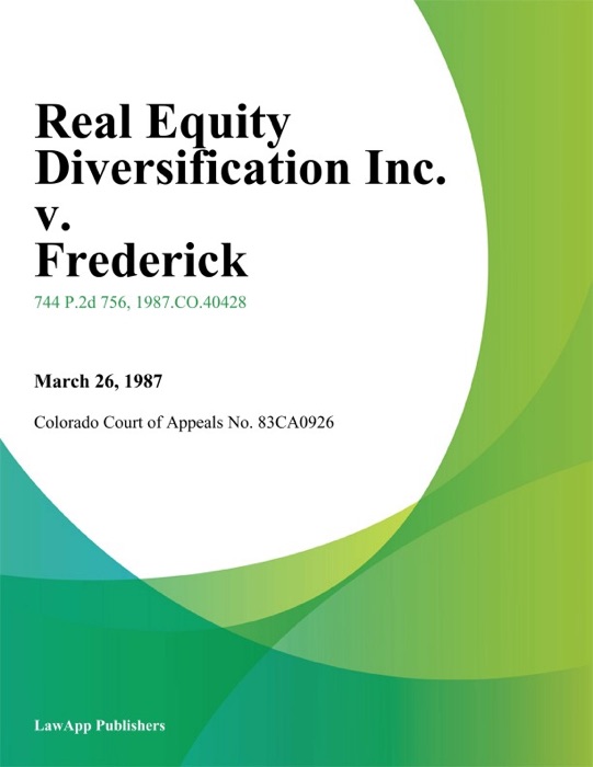 Real Equity Diversification Inc. V. Frederick