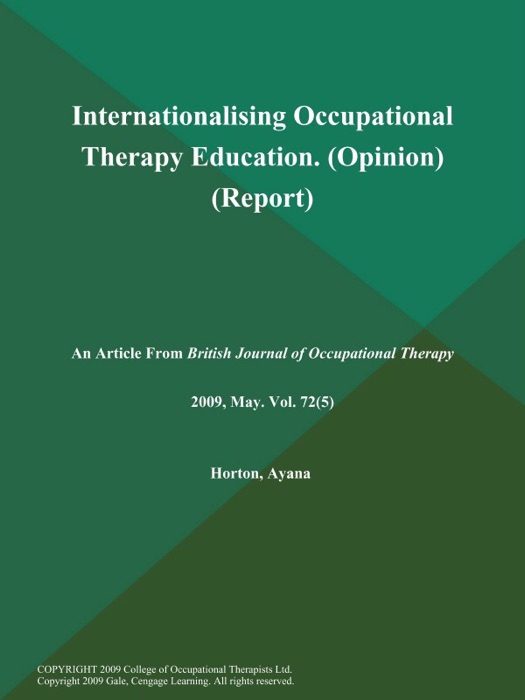 Internationalising Occupational Therapy Education (Opinion) (Report)