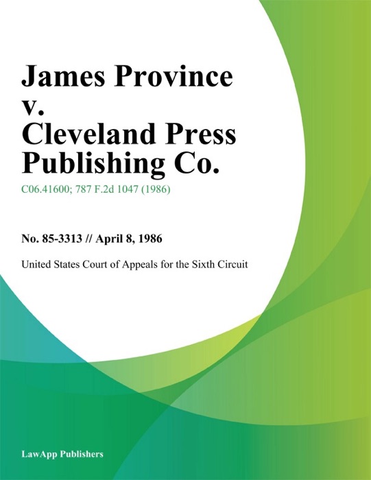 James Province V. Cleveland Press Publishing Co.