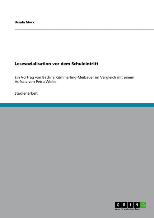 Lesesozialisation vor dem Schuleintritt