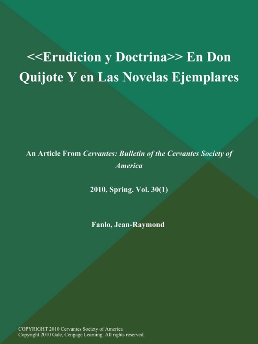 Erudicion y Doctrina   en Don Quijote y en Las Novelas Ejemplares