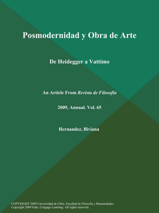 Posmodernidad y Obra de Arte: De Heidegger a Vattimo