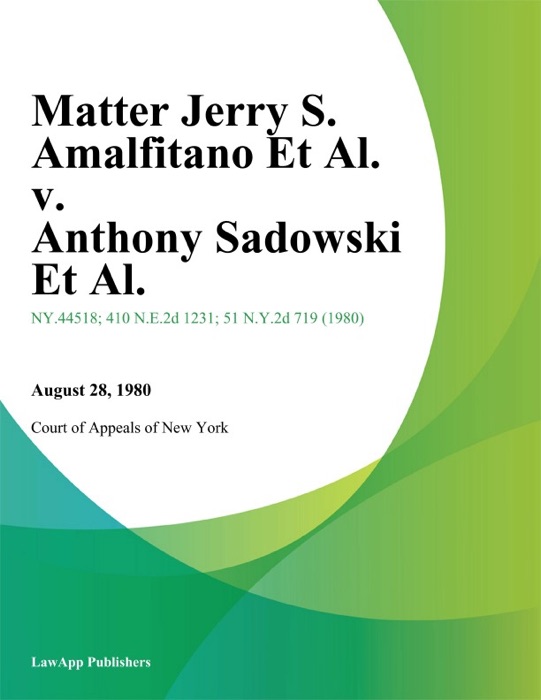 Matter Jerry S. Amalfitano Et Al. v. Anthony Sadowski Et Al.