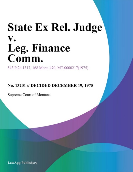 State Ex Rel. Judge v. Leg. Finance Comm.