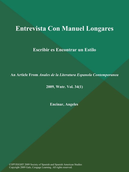 Entrevista Con Manuel Longares: Escribir es Encontrar un Estilo