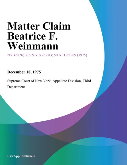 Matter Claim Beatrice F. Weinmann