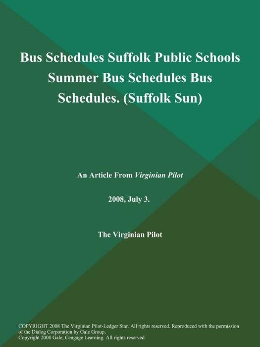 Bus Schedules Suffolk Public Schools Summer Bus Schedules Bus Schedules (Suffolk Sun)