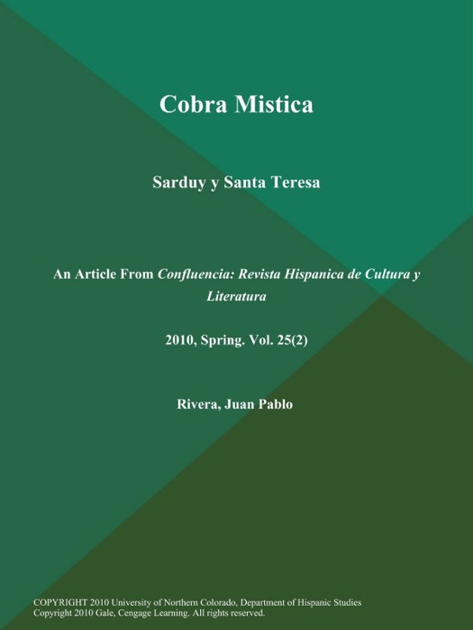 Cobra Mistica: Sarduy y Santa Teresa