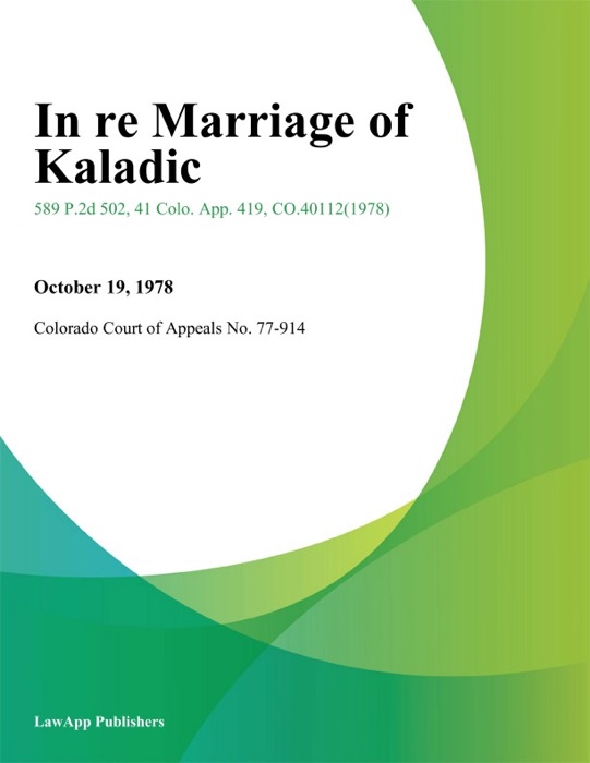 In Re Marriage of Kaladic