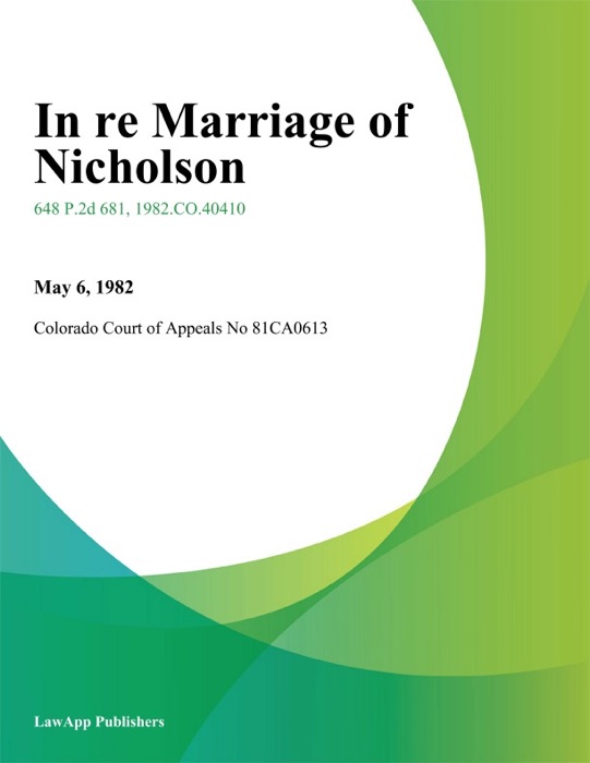 In re Marriage of Nicholson