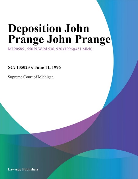 Deposition John Prange John Prange
