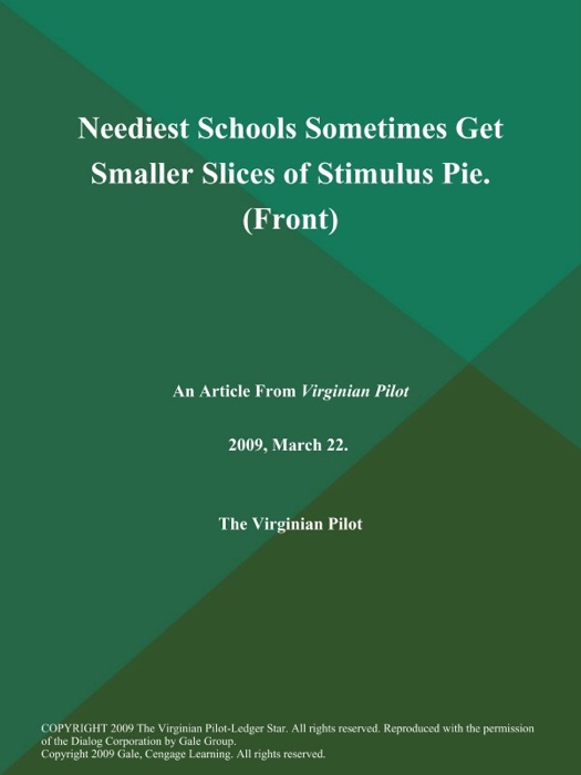 Neediest Schools Sometimes Get Smaller Slices of Stimulus Pie (Front)