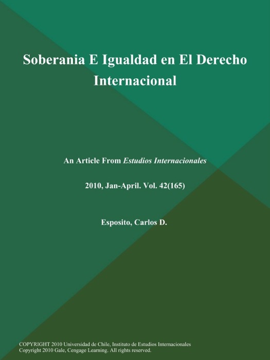 Soberania E Igualdad en El Derecho Internacional