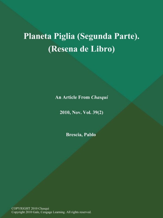 Planeta Piglia (Segunda Parte) (Resena de Libro)