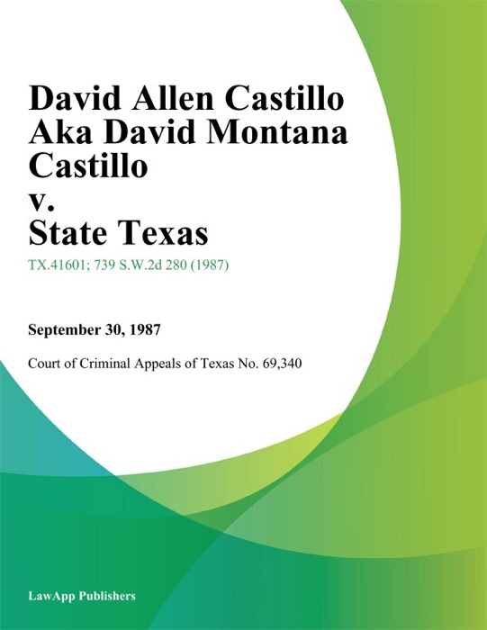 David Allen Castillo Aka David Montana Castillo v. State Texas