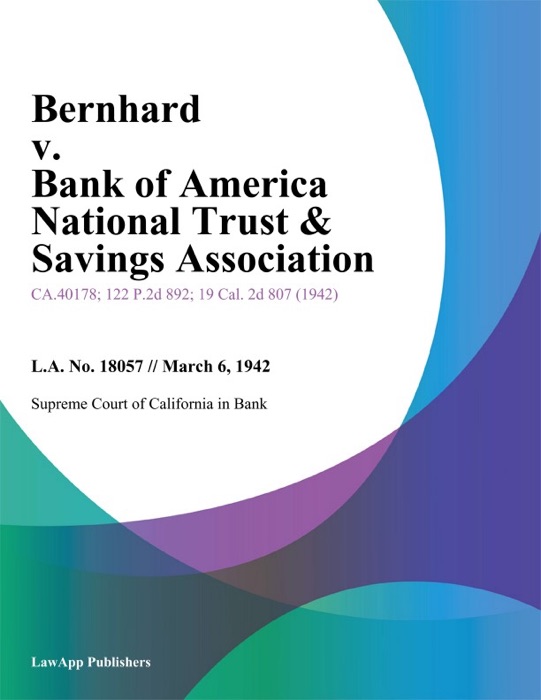 Bernhard V. Bank Of America National Trust & Savings Association