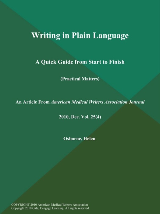 Writing in Plain Language: A Quick Guide from Start to Finish (Practical Matters)