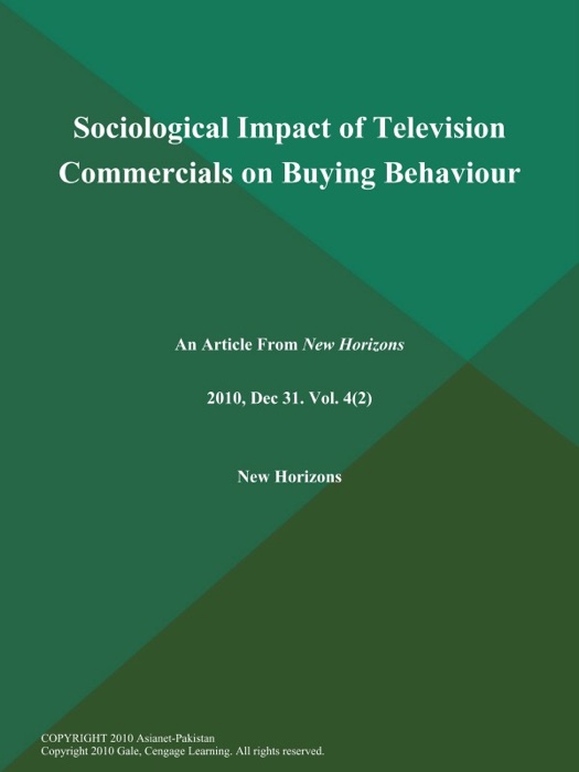 Sociological Impact of Television Commercials on Buying Behaviour