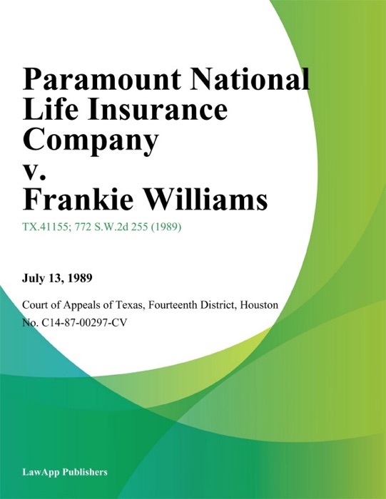 Paramount National Life Insurance Company v. Frankie Williams