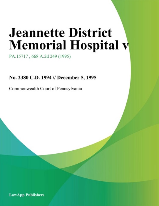 Jeannette District Memorial Hospital V.