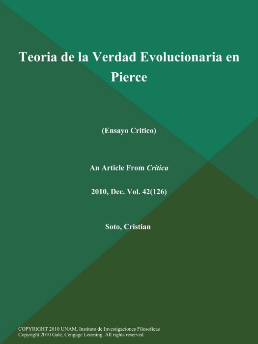 Teoria de la Verdad Evolucionaria en Pierce (Ensayo Critico)