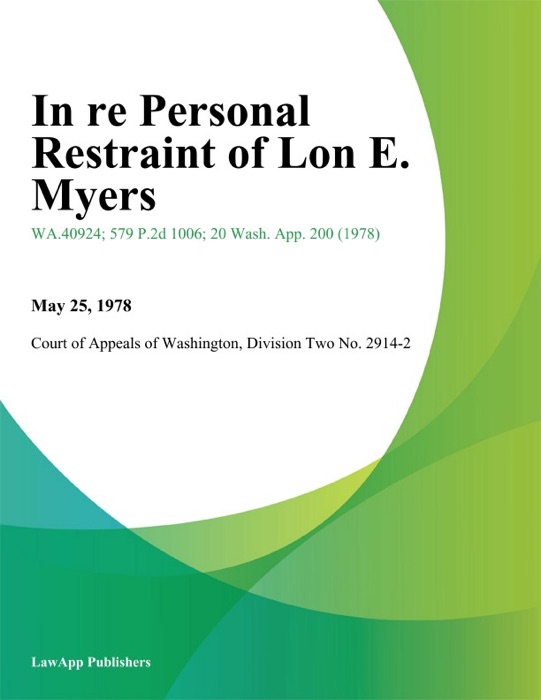In Re Personal Restraint of Lon E. Myers